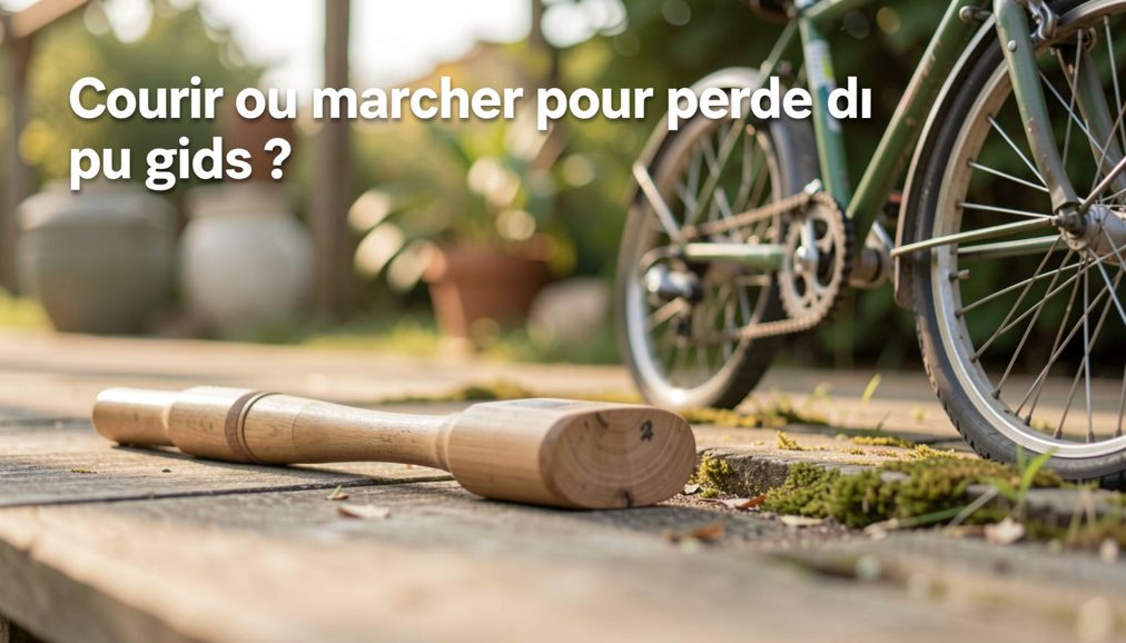 Chemin de terre au bord d’un champ, chaussures de course et chaussures de marche posées côte à côte au premier plan, lumière rase du matin